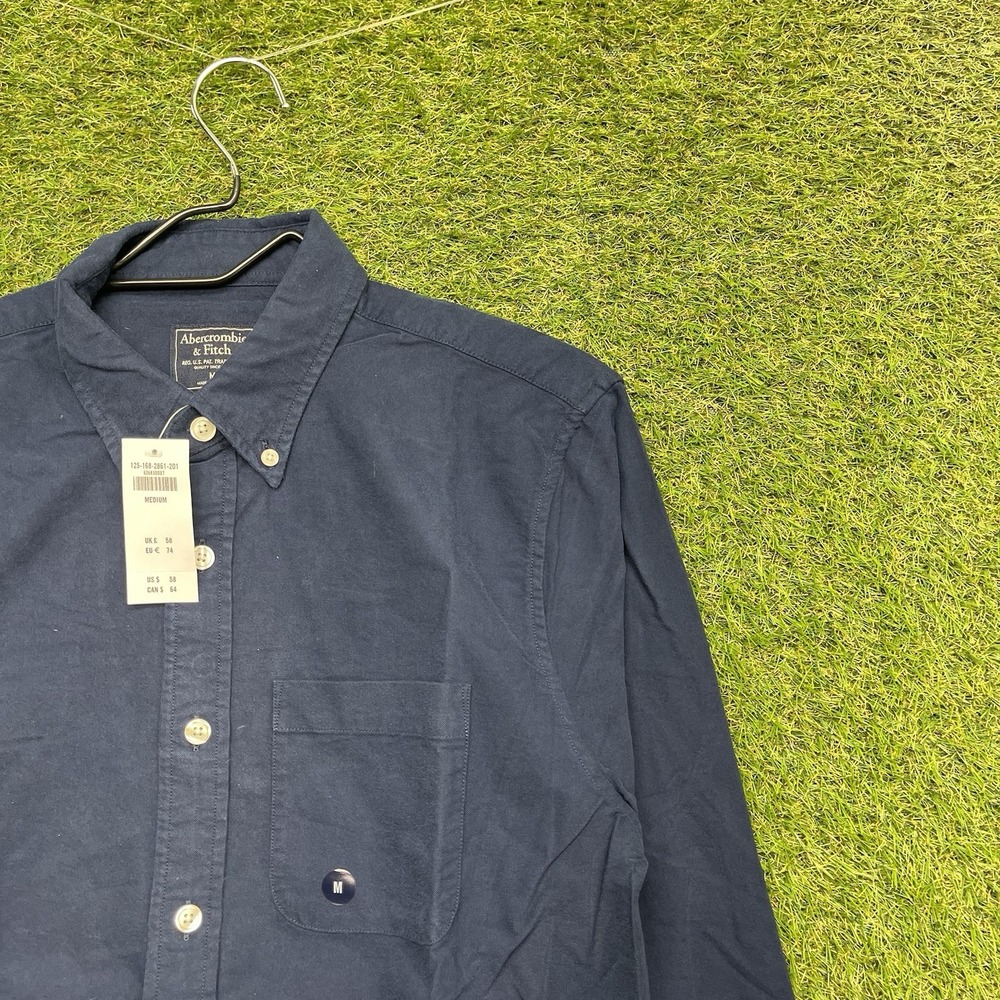 Abercrombie Fitch Dress Shirt Mens Medium Chamois Blue Button Down Long Sleeve